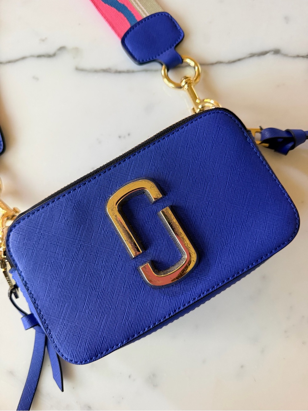 Blue Designer-Inspired Snapshot Camera Crossbody Bag
